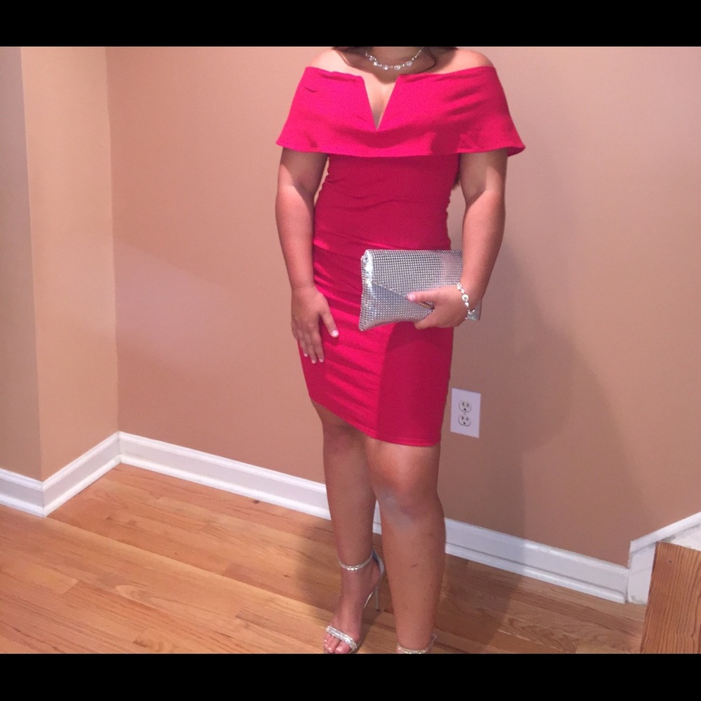 Red dress.